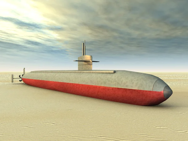 Submarino moderno em terra seca — Fotografia de Stock