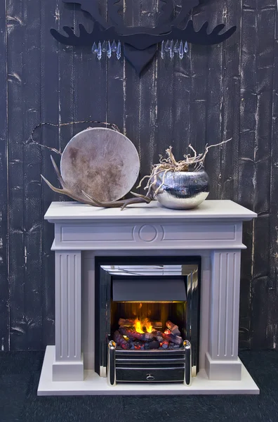 Fire place with horn — Stock Photo, Image