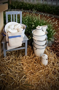 Seasonal village pots clipart