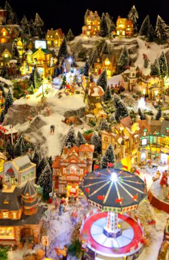 Winter toy village clipart