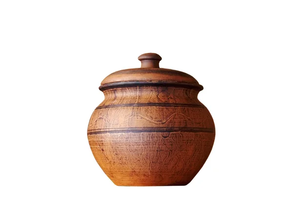 Old decorative ceramic crock with pattern — Stock Photo, Image