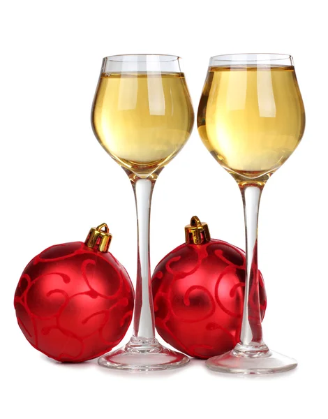Two red balls and glass — Stock Photo, Image