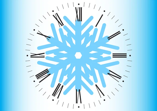 Clock and snowflakes — Stock Photo, Image