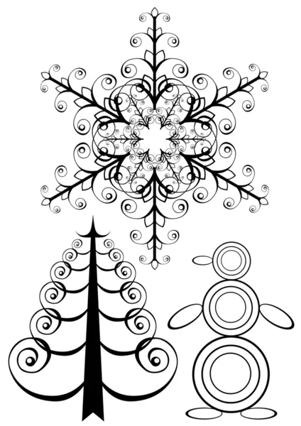 Snowflakes and tree — Stock Photo, Image