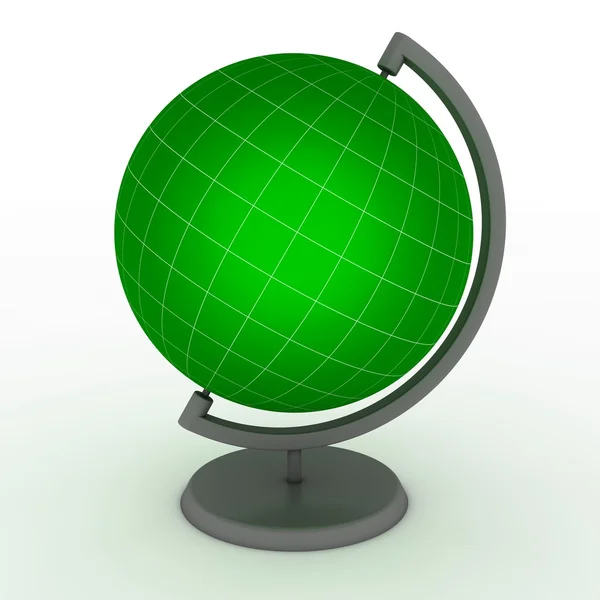 Зеленый школьный глобус с меридианами и геями — стоковое фото