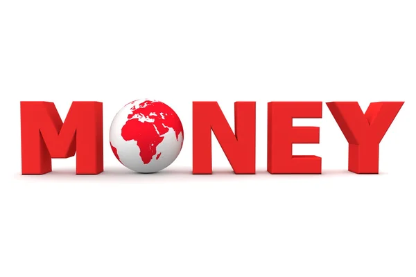 Geld wereld rood — Stockfoto
