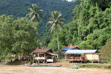 Village near Vang Vieng, Laos clipart