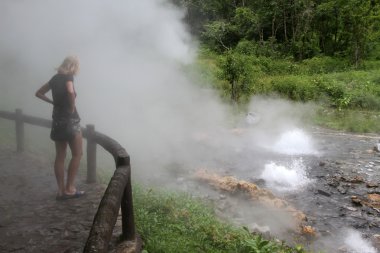 Woman and geyser clipart