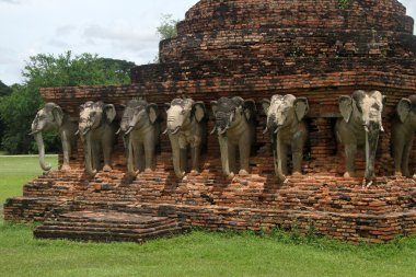 Elephants and stupa clipart