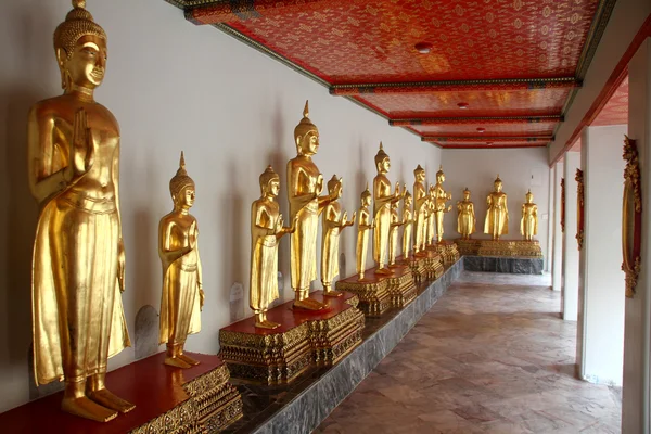 Rij van gouden Boeddha 's — Stockfoto