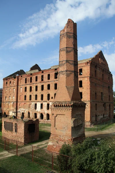 Ruins of red brick mill — Stok fotoğraf
