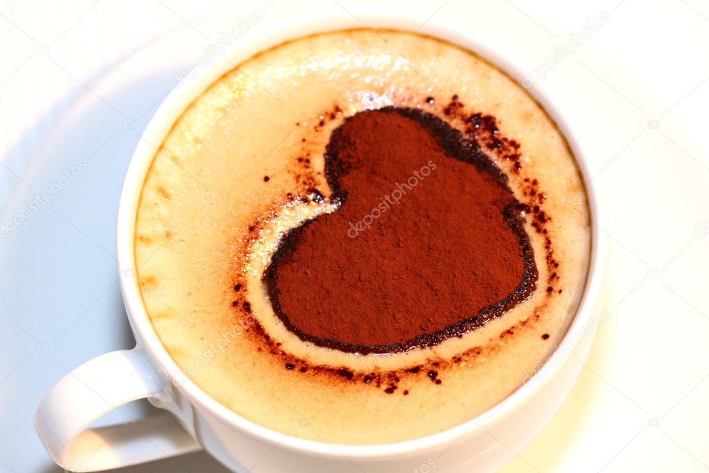 Cup of coffee with Valentine heart