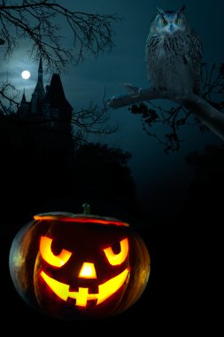 Scary pumpkin on Halloween nigh clipart