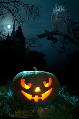 Scary pumpkin on Halloween nigh clipart