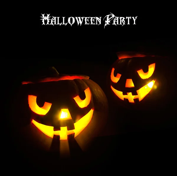 Arte incandescente occhi zucca design Halloween party — Foto Stock