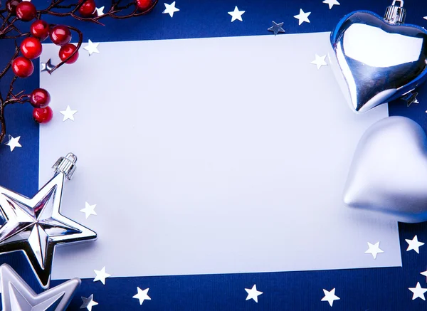 Art Christmas greeting on blue background — Stock Photo, Image