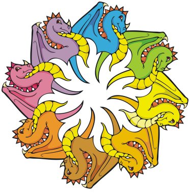 Rainbow of Dragons clipart