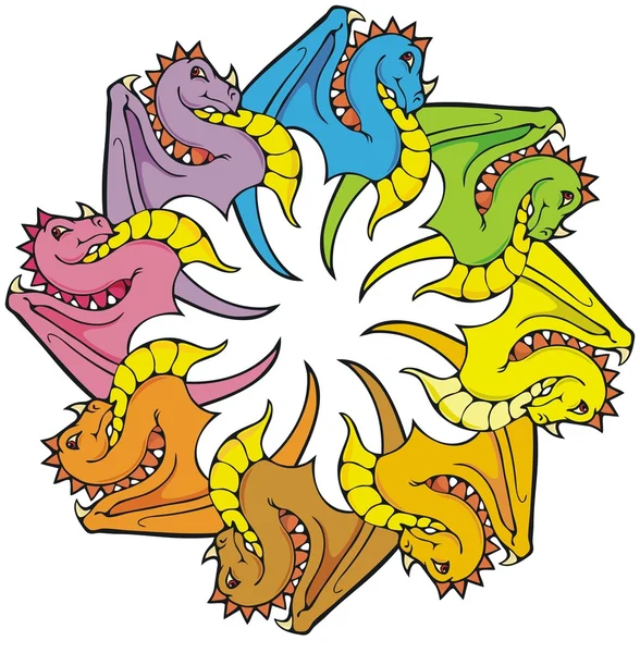 Regenboog van draken — Stockvector