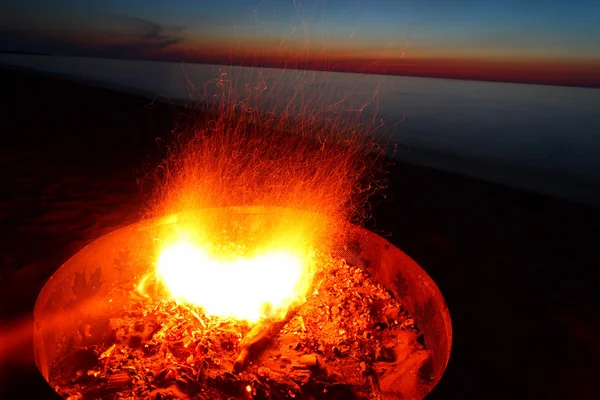 Lake Superior Beach Campfire — Stock Photo, Image
