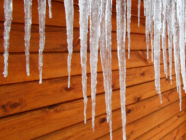 Icicles on a Cabin — Stock Photo, Image