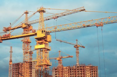 Construction cranes and bulding clipart