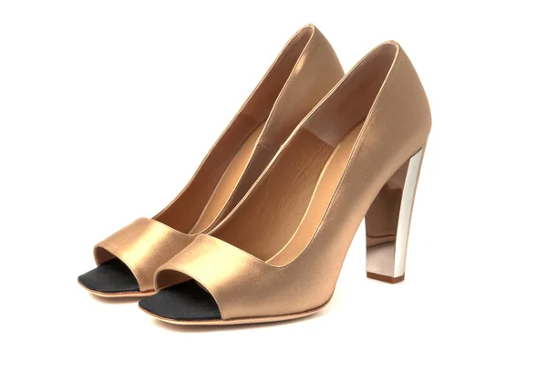 Hög klack beige kvinnor skor — Stockfoto