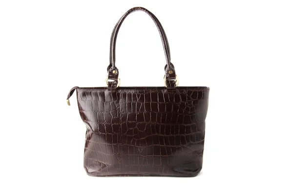 Ciemny brązowy skórzana torebka kobiety — Zdjęcie stockowe