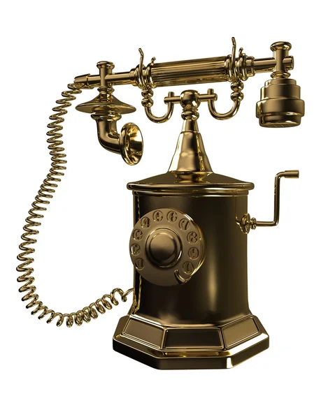 Ouro telefone antigo — Fotografia de Stock