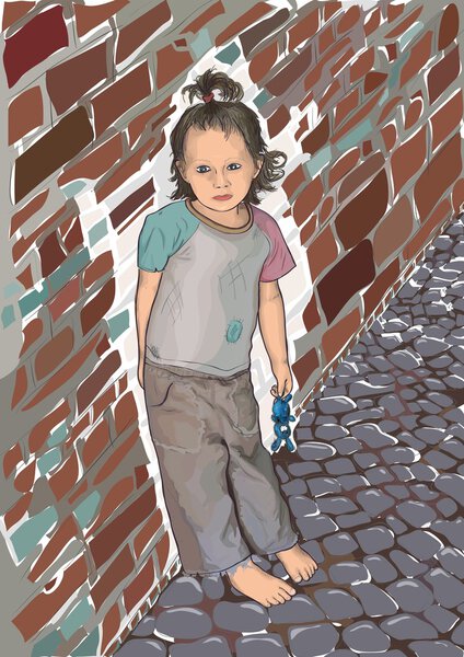 The girl leaned against the wall