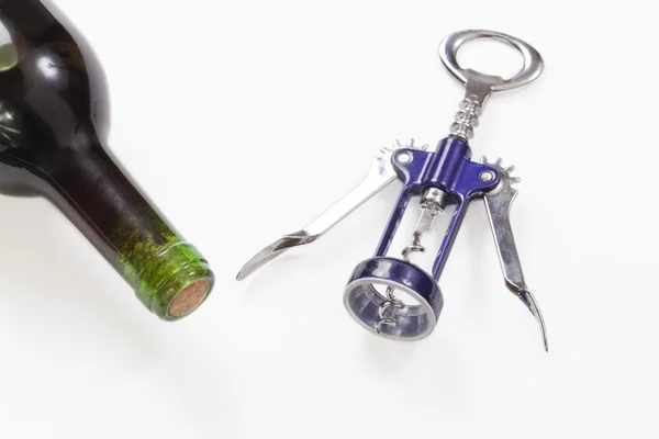 Wine and corkscrew — Stock Photo, Image