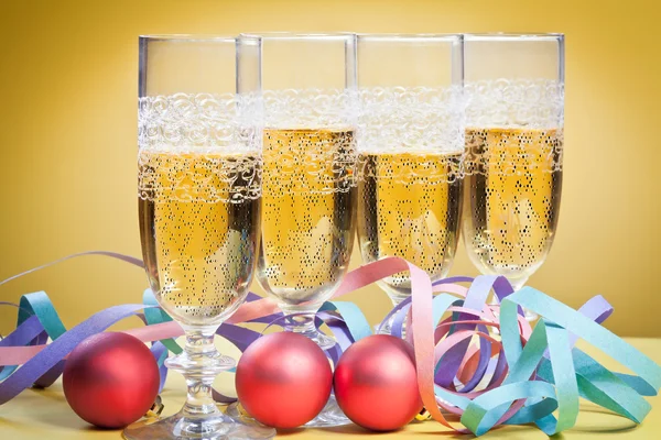 stock image Glasses of champagne at Christmas