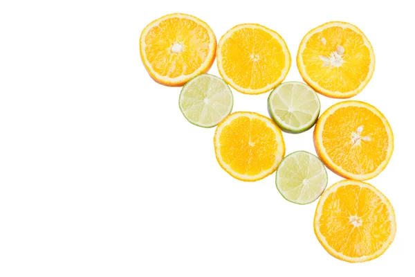 Orange and lime wedges — Stock Photo, Image
