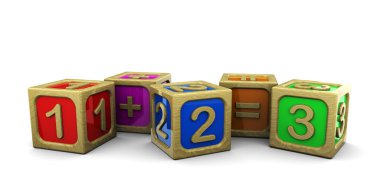 Wooden blocks math clipart