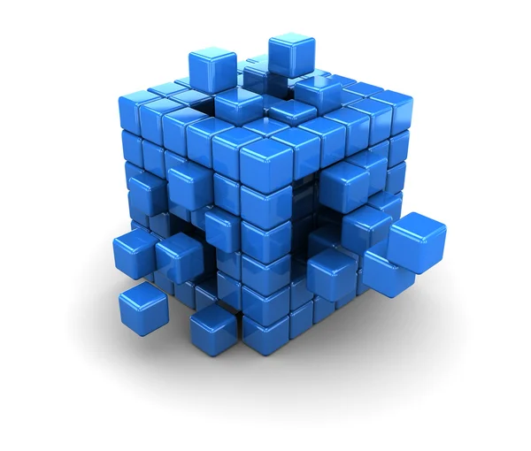 Blauwe kubussen bouw — Stockfoto