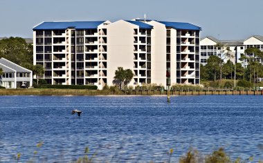 Condominiums Along the Shore of the Ocean clipart