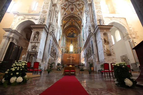 Katedral-Basilica of Cefalu, Sicilien - Stock-foto