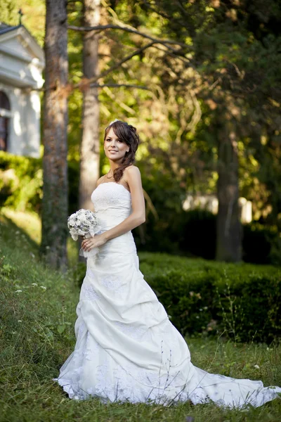 Bride in th park — Stock Photo, Image