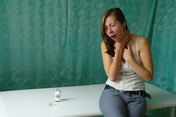 The girl drank poison and poisoned — Stock Photo, Image