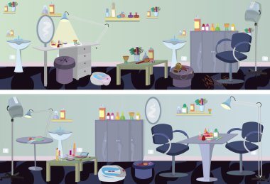 Beauty salon banner furniture and appliances clipart