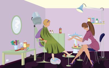 Beauty salon client is getting pedicure clipart