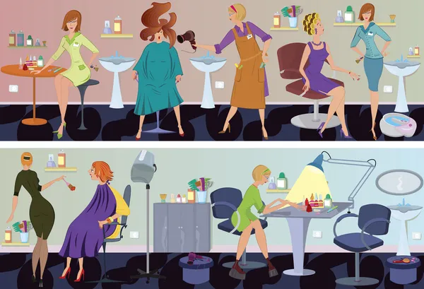 Salon de beauté bannière sèche-cheveux — Image vectorielle