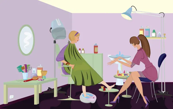 Beauty salon client wordt steeds pedicure — Stockvector
