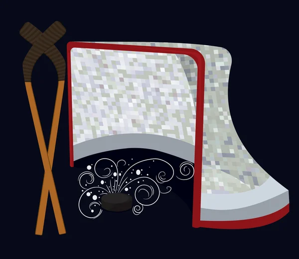 Льодовий хокейний палиця, палиця та сітка — стоковий вектор