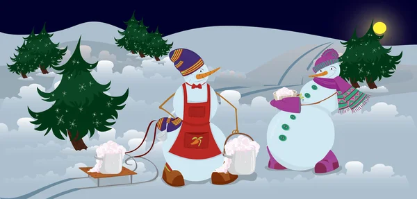 雪だるまはダイナーのバナーを得ています。 — ストックベクタ