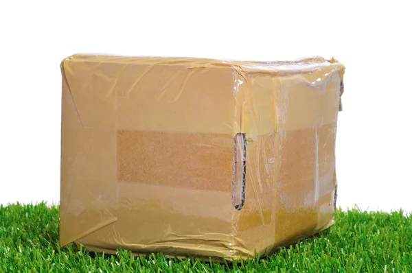 Paketet på gräset — Stockfoto
