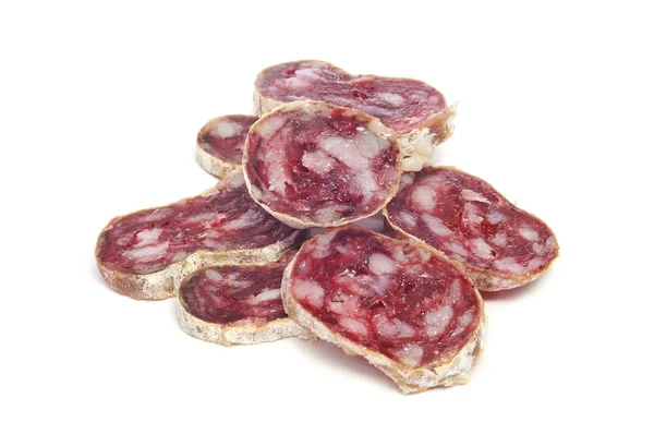 Fuet, spansk salami - Stock-foto