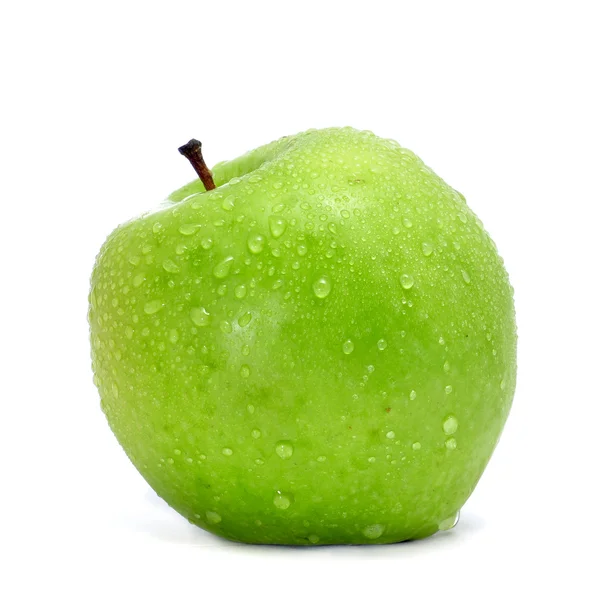 Egy friss zöld alma, fehér alapon — Stock Fotó