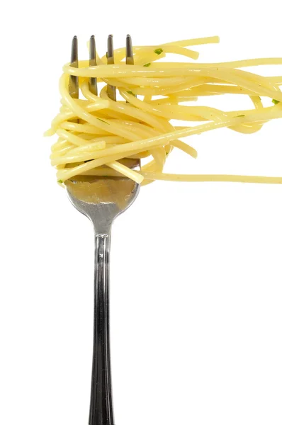 Spaghetti w widelec — Zdjęcie stockowe