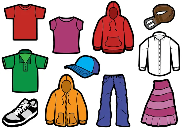 Conjunto de símbolos de ropa con contornos audaces . — Archivo Imágenes Vectoriales