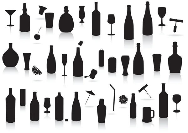 Set di bevande party silhouette . — Vettoriale Stock